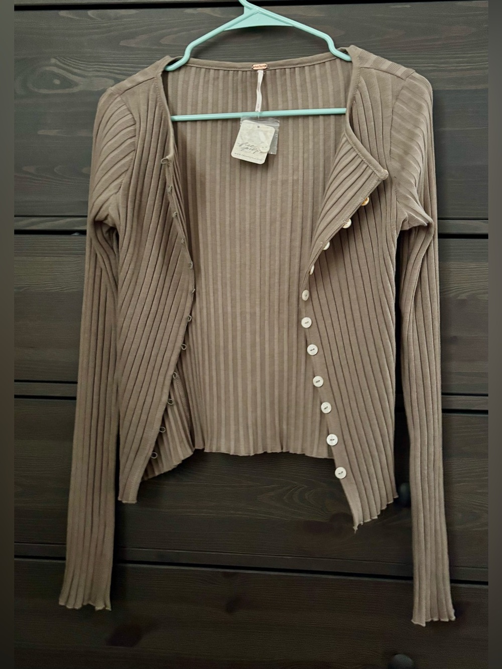 NWT Free People Tilly Long Sleeve Cardigan in Color: Fallen Rock - Picture 4 of 4